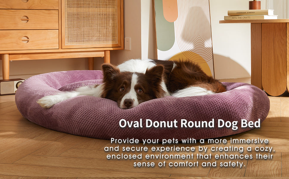 Stylish Oval Calming Dog Bed - Comfortable & Safe