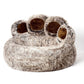 Cozy Paw-Shaped Calming Pet Bed - Soft Faux Fur, Round Donut, Machine Washable