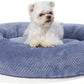 Bagel Dog Bed for Small Dogs,Calming Washable Puppy Cat Bed Indoor,Cozy Anti-Anxiety round Dount Pets Beds Blue